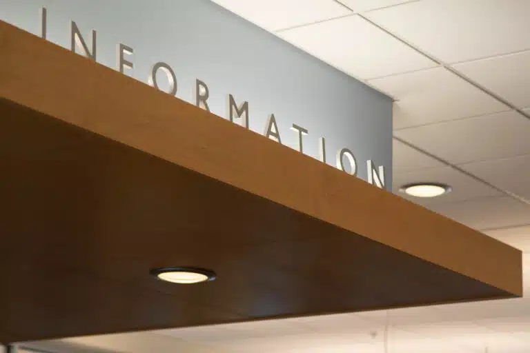The information desk at Daviess County Public Library.